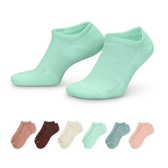 6 Pair Women's Nike No Show Socks Everyday Plus Cushioned Cotton 6 Pack  Dri-Fit - Picture 2 of 2